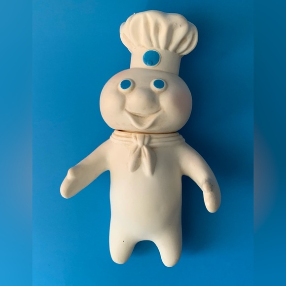 Vintage White Plastic Pillsbury Dough Boy with Blue Accents - Picture 5 of 16